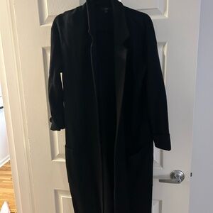J. Crew Black Open-Front Long Trench Coat